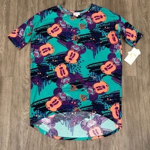 LulaRoe Women's Minnie Mouse Modest Hi-Low Hem Half Sleeve Irma Tunic Top sz XXS
